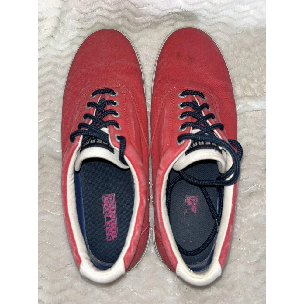 Sperry Top-Sider Shoes Mens Size 11.5 Red Canvas Low Top Casual Boat Sneakers